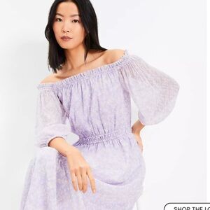Loft Off-The-Shoulder Midi Dress Thistle Lavender M